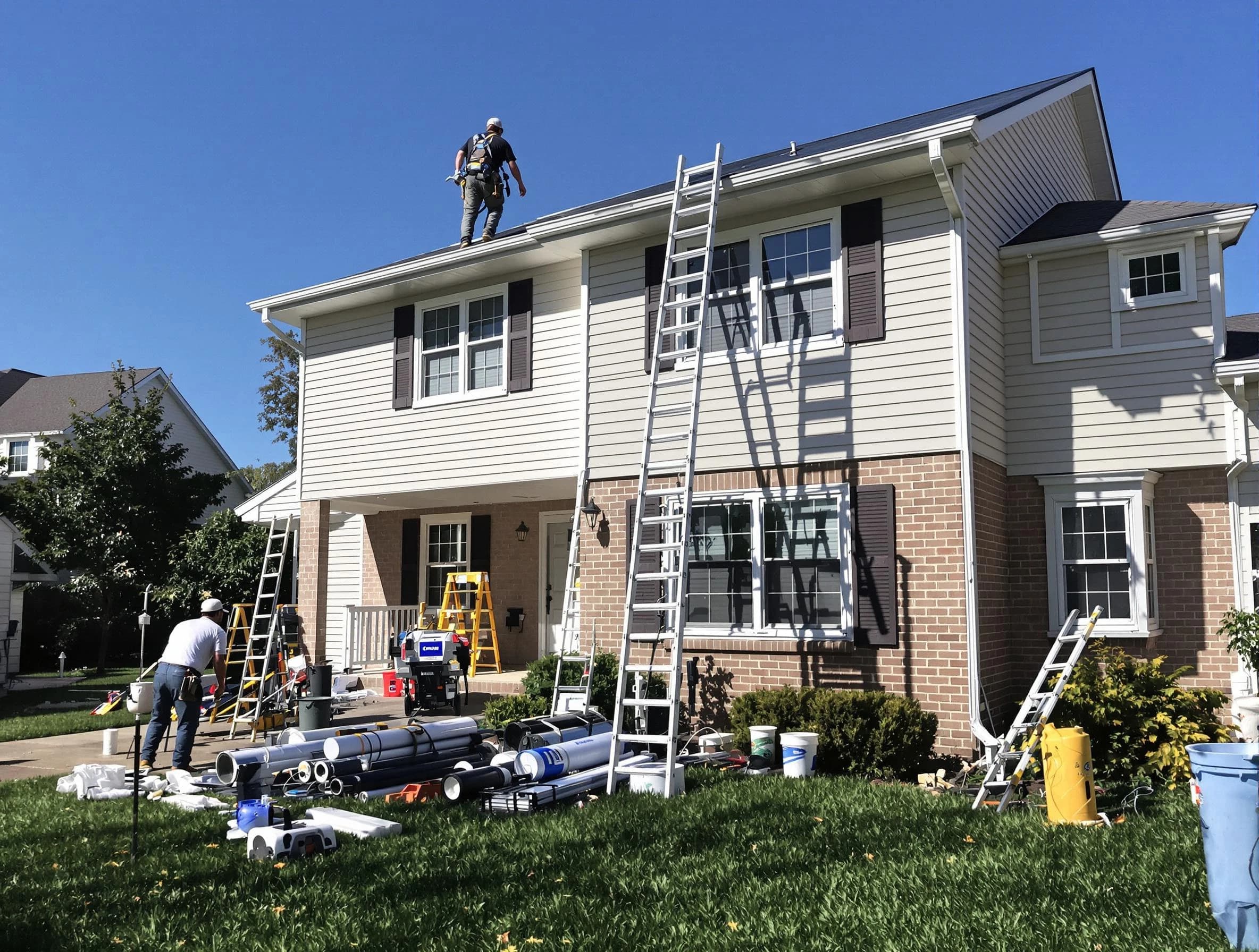 Eastlake Roofing Company completing a gutter replacement in Eastlake, OH