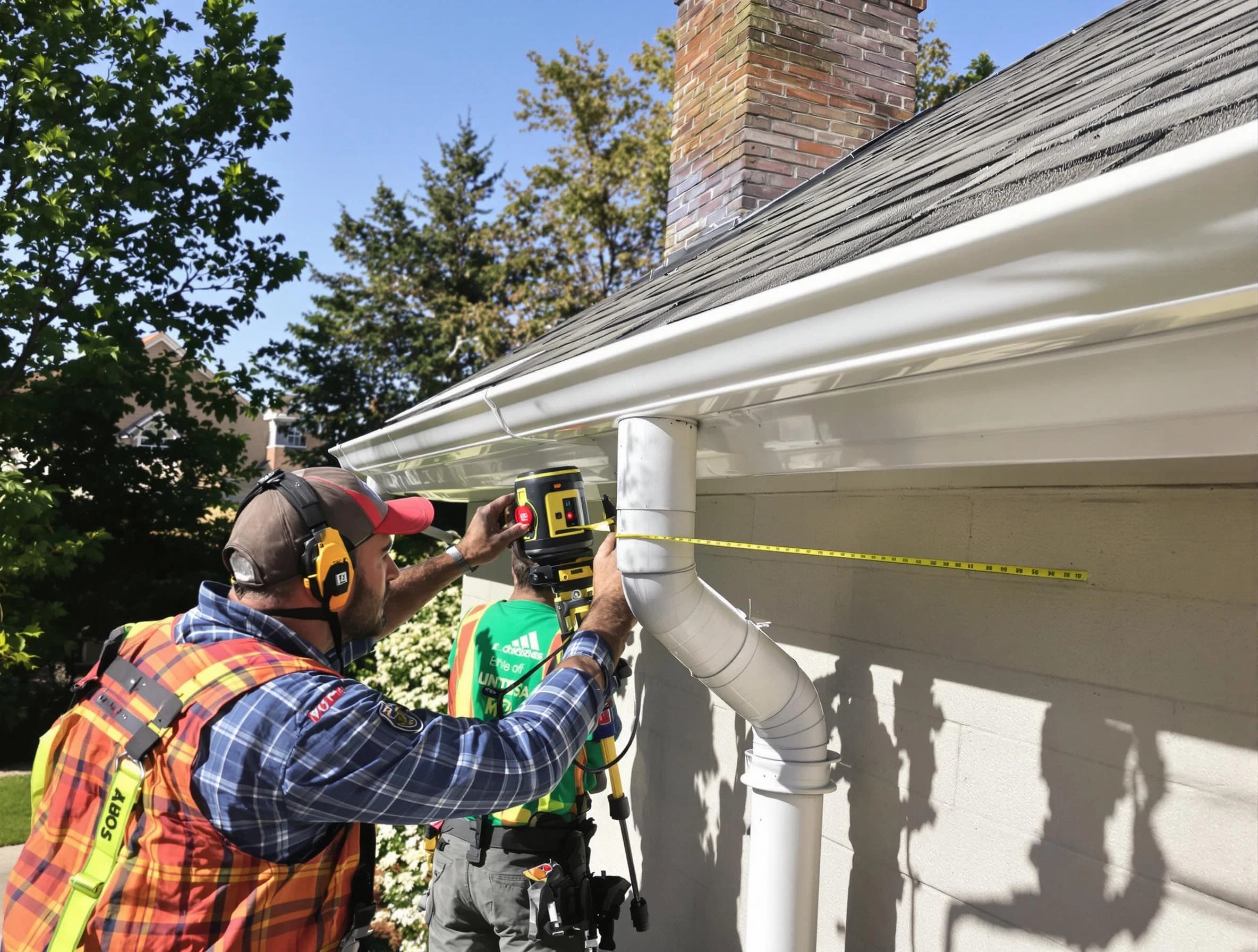 Eastlake Roofing Company installing downspouts at a property in Eastlake, OH