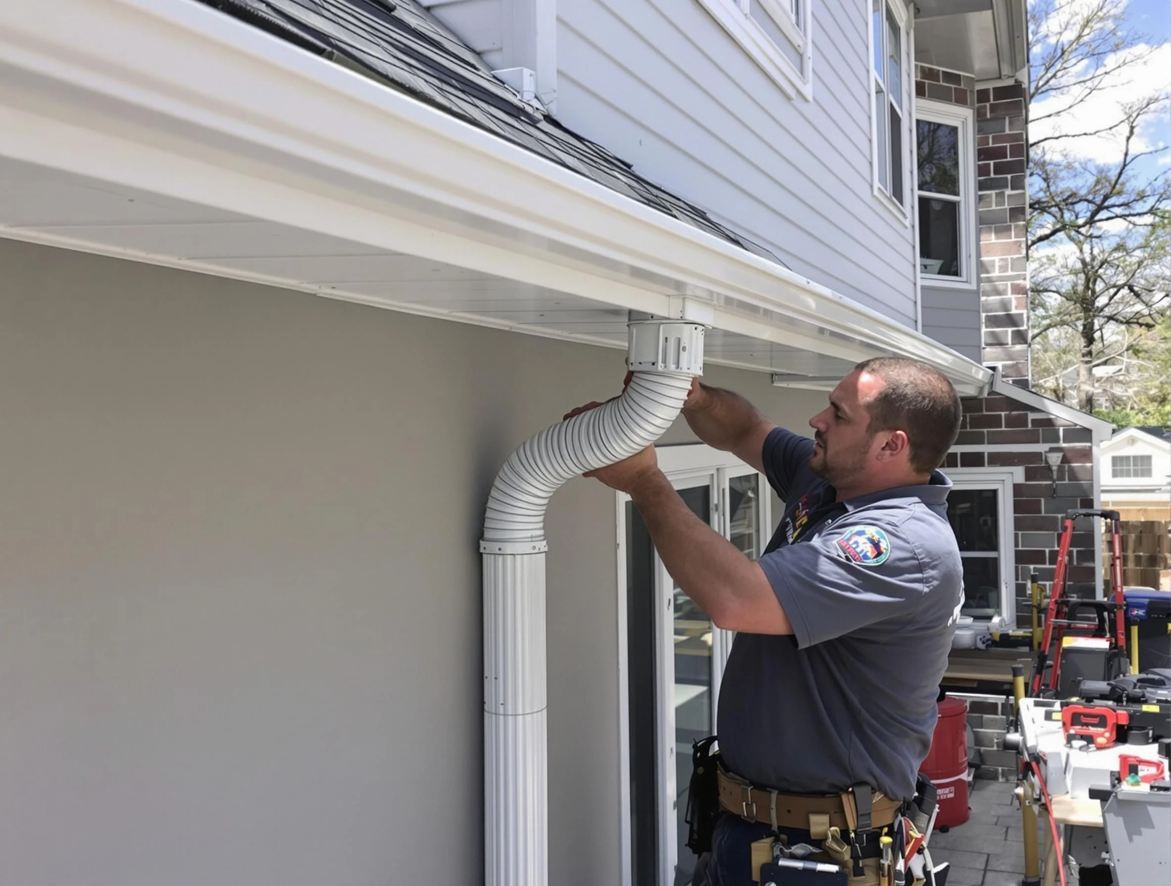 Downspouts installed by Eastlake Roofing Company to guide water away in Eastlake, OH