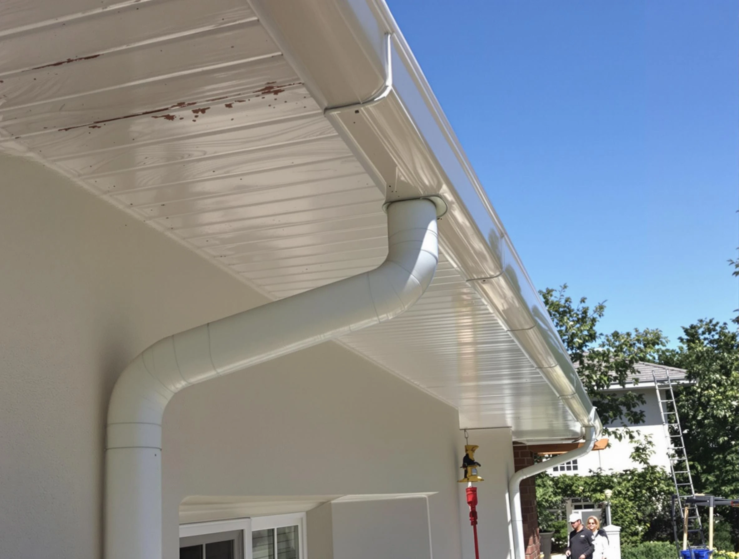 On-site seamless gutter fabrication by Eastlake Roofing Company in Eastlake, OH
